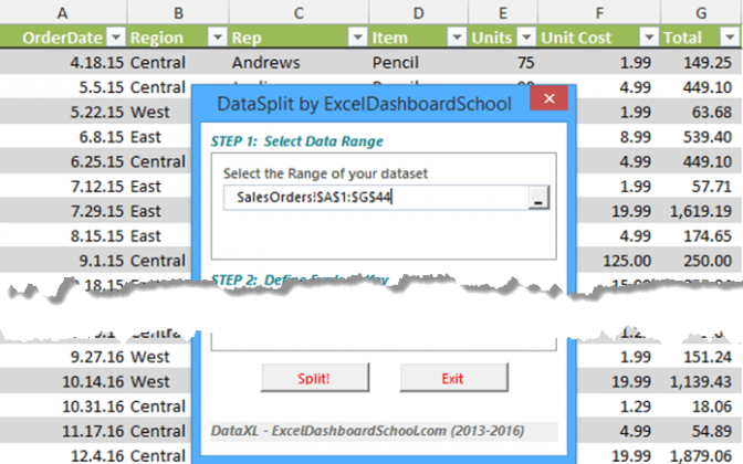Split Excel Worksheet Excel Data Processing Add In 3721