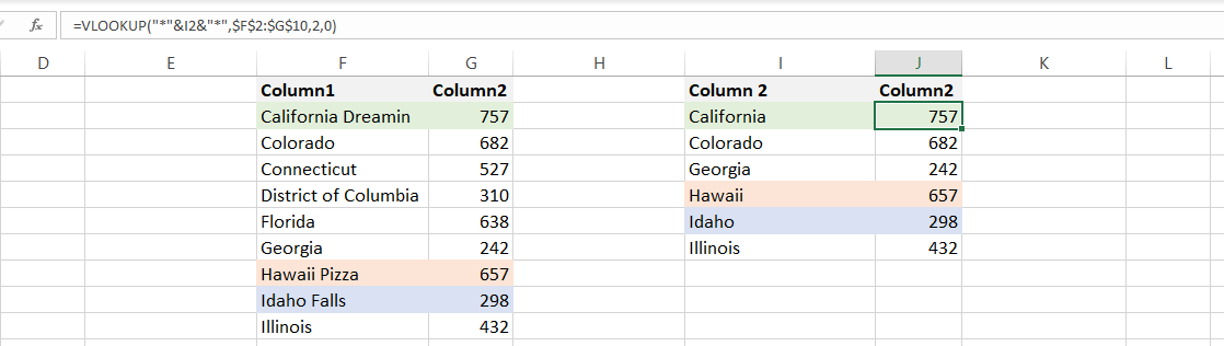 compare two colimns partial match using asterisk wildcards