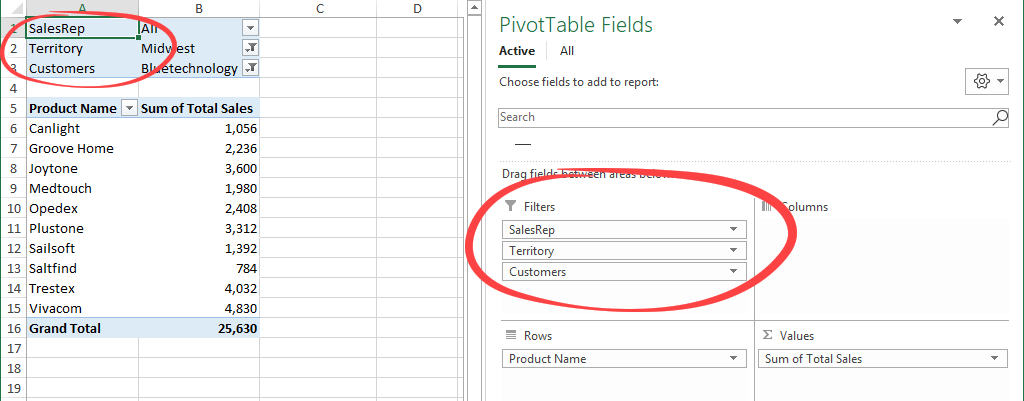 pivot table field data extraction