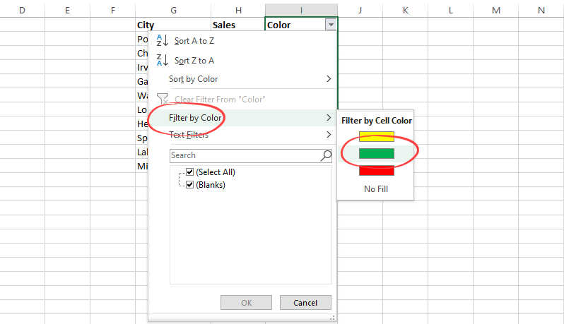 select the top color order