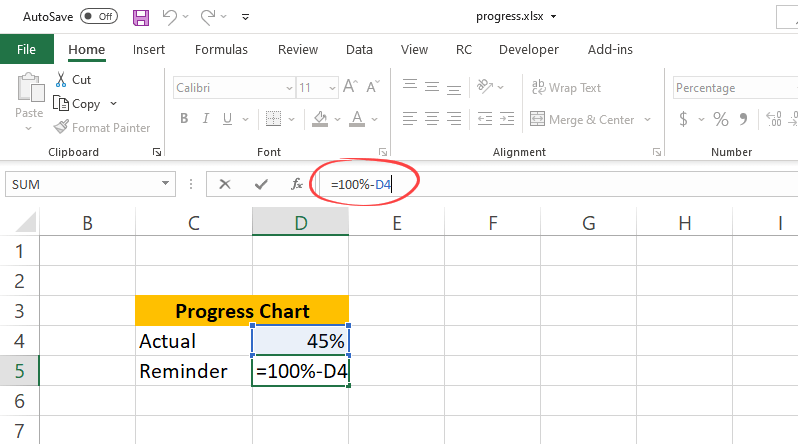 set up initial data for progress chart