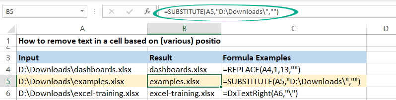Remove Text by position using SUBSTITUTE