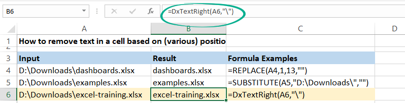 remove text by position using user defined function