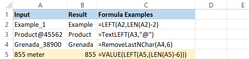 Extract values from right using VALUE