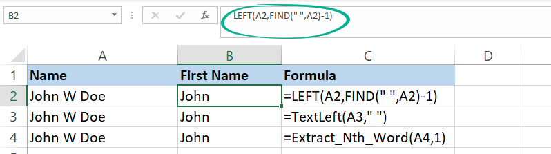 Generic Formula to Extract the first name from a name