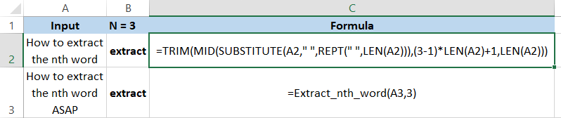 Generic Formula to extract the nth word from a text string