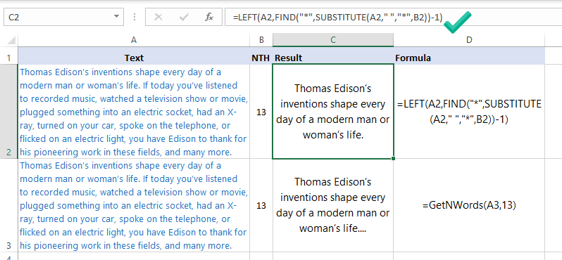 Generic Formula to trim text to n words