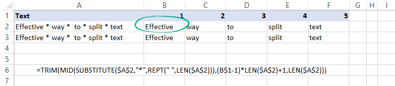 Generic formula to split text with delimiter