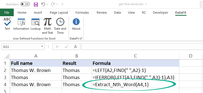 Get first word using a user-defined function