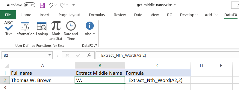 Get the middle name from the name using VBA
