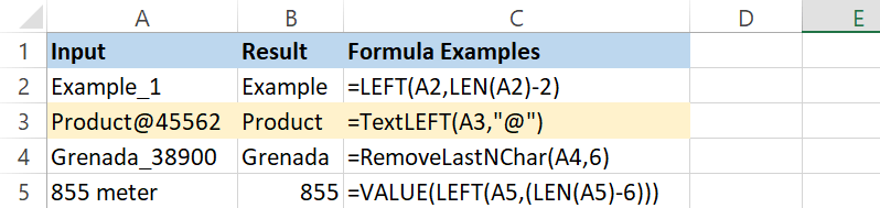 TEXTLEFT function to remove characters from right
