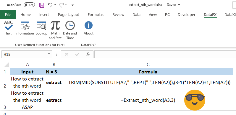 extract nth word from a text string in excel
