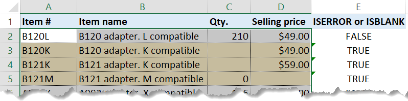 find errors in a range highlight values