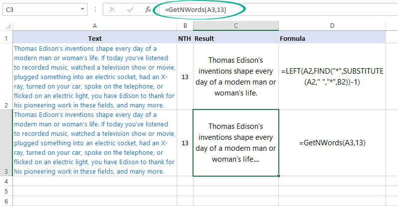 trim text to n words in excel