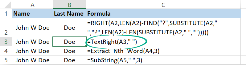 user-defined function to extract the last name from a name