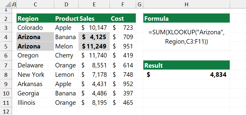 SUM multiple rows based on cell value
