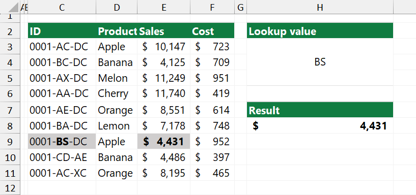 XLOOKUP match text contains