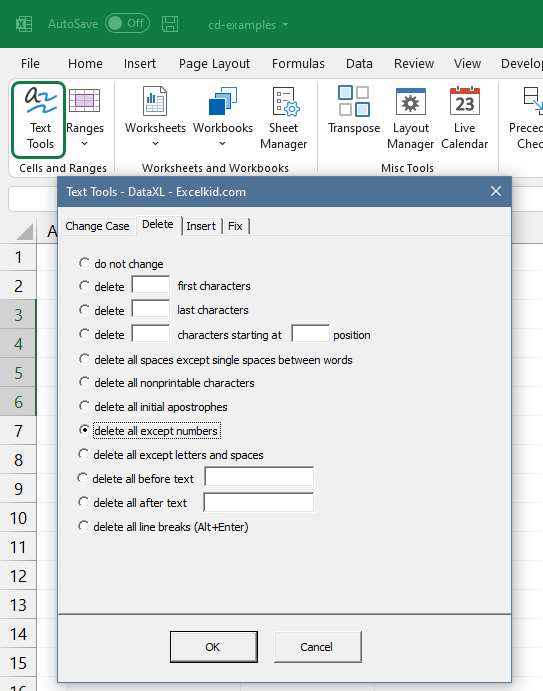 Remove unnecessary characters from text using macros