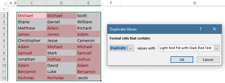 Excel-will-find-the-duplicate-names-in-the-range