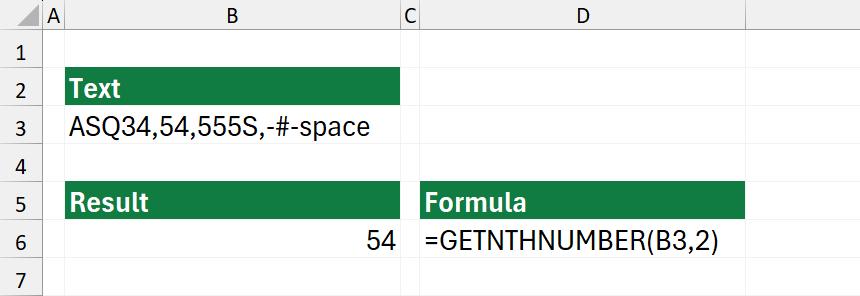 Get the nth number from a text string