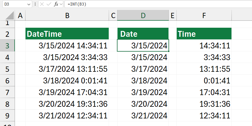 Steps to Separate Date and Time in Different Columns