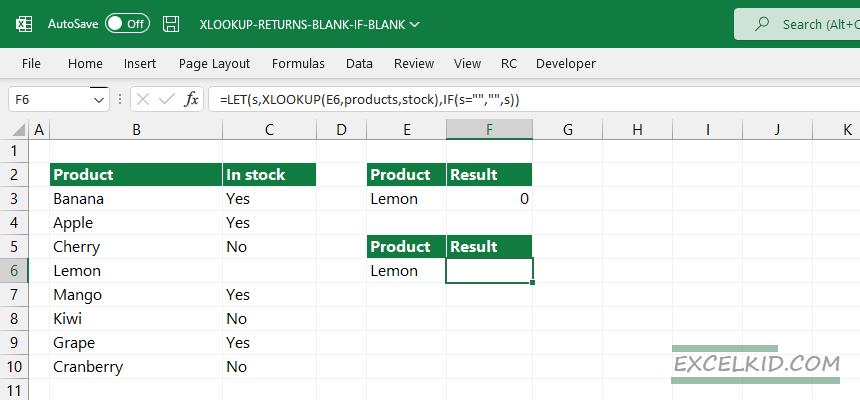 XLOOKUP-will-return-blank-if-blank-using-LET-function