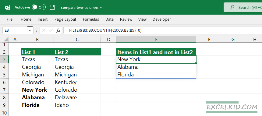 compare-two-columns-and-extract-differences-using-formulas