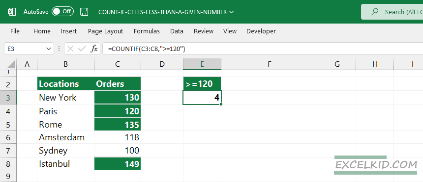 count-cells-greater-than-or-equal-to-a-given-number