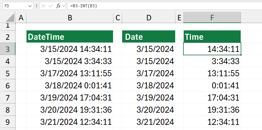 extract the time part from datetime