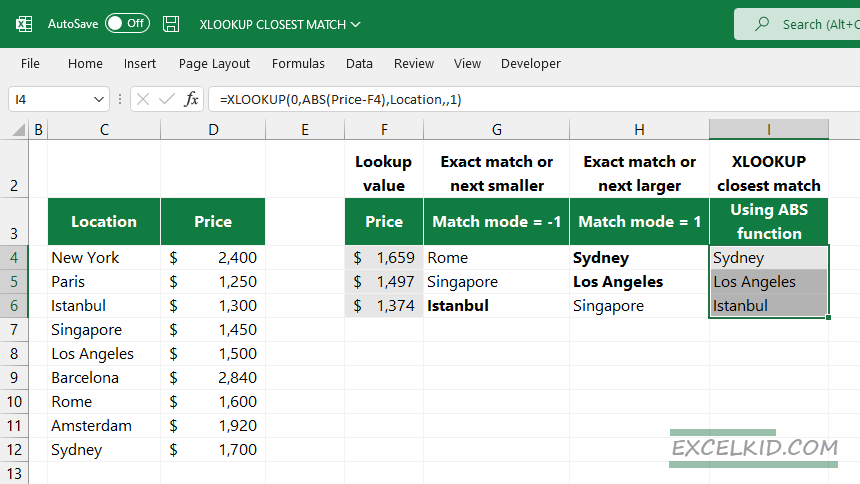 find-closest-match-using-XLOOKUP-and-ABS-function