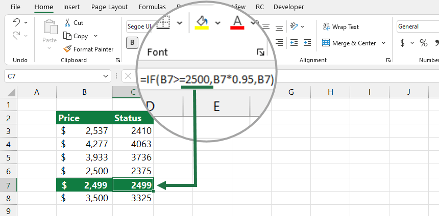 greater than or equal to in Excel