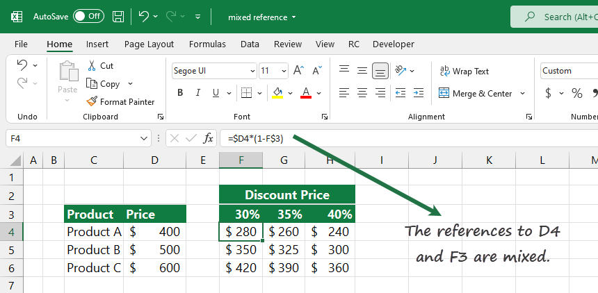 mixed-reference-excel