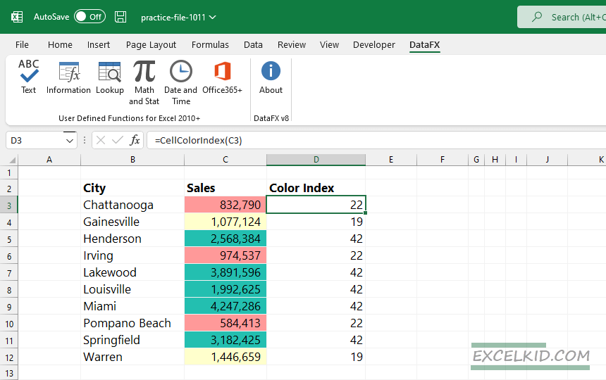 sort-by-cell-color-index-function