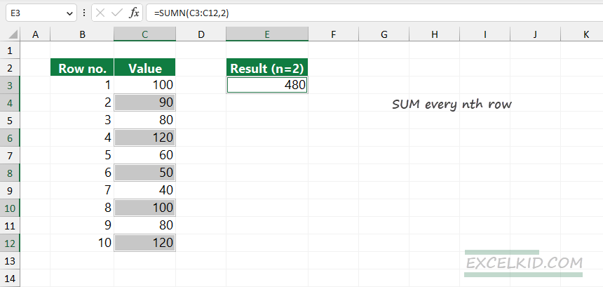 sum-every-nth-row-in-Excel