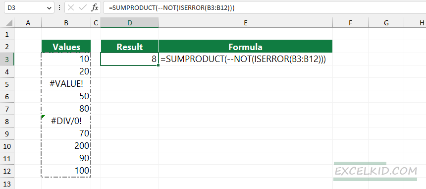 sumproduct-based-solution