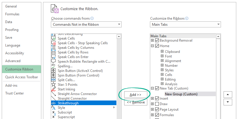 Choose-a-strikethrough-command