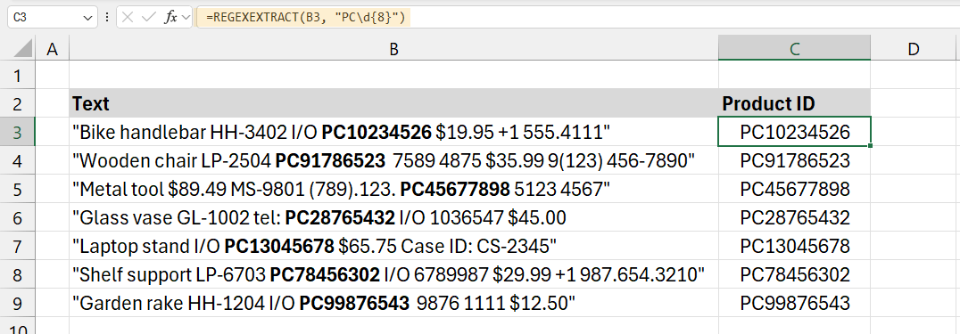 Example 07 - Extract Product ID from some text