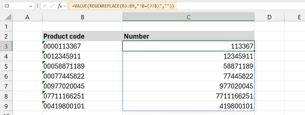 Example 6 - Remove Leading Zeros