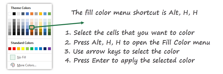 fill-color-shortcut-key-to-open-the-fill-color-menu-in-excel