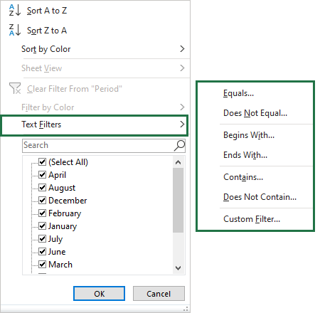 text-filter-shortcuts